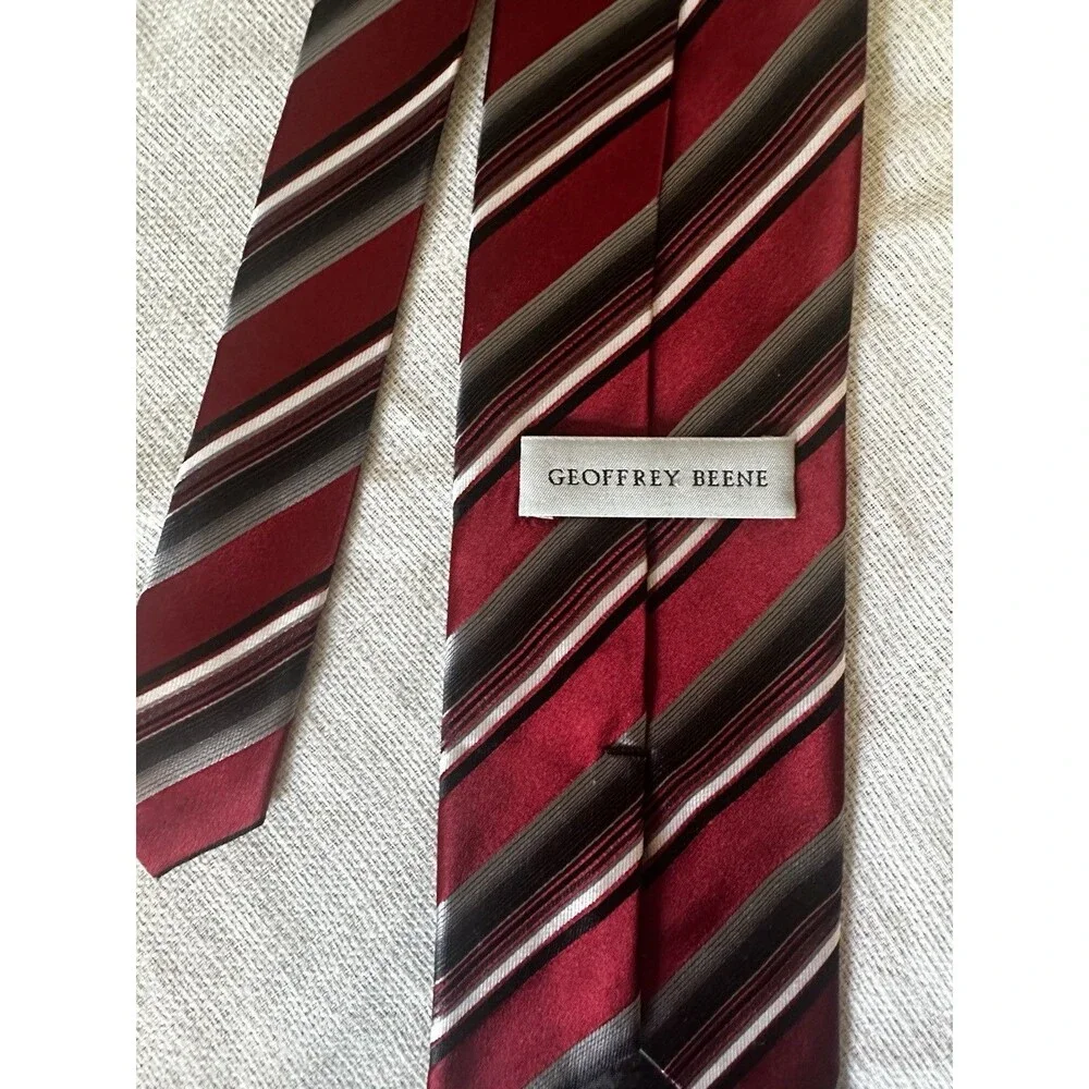 Geoffrey Beene Burgundy Striped Men’s Necktie